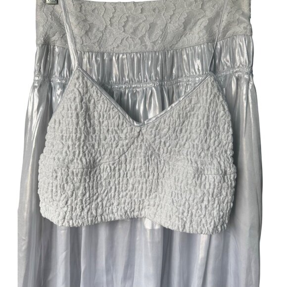 Free People Helin Skirt Set Shimmering Smocked Piped-Edge Detail Crop Tank Silky - Picture 6 of 16